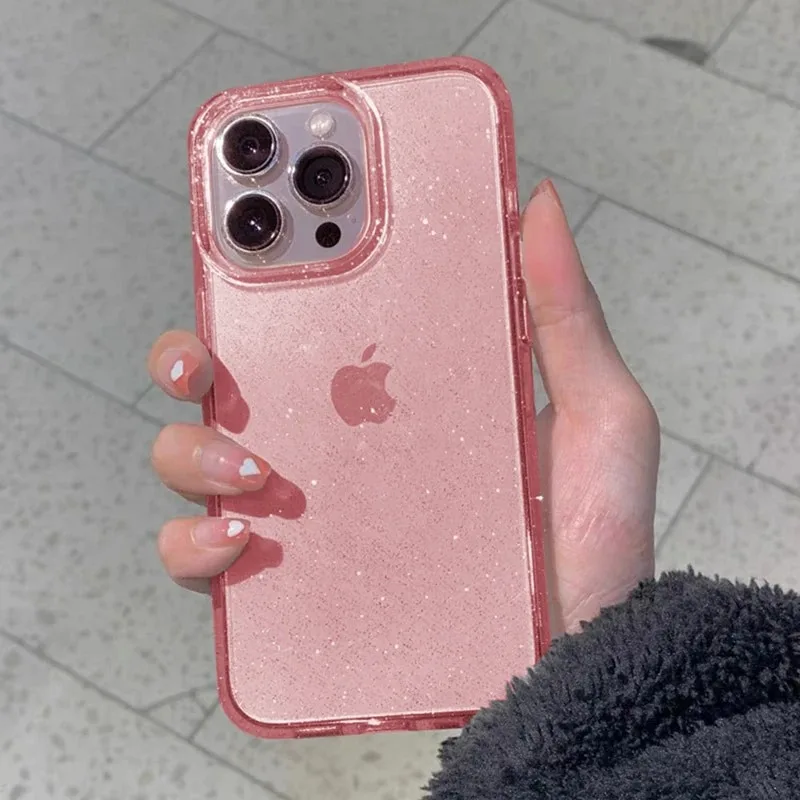 S7d4291aecf324a8698d29a6c92516088c.webp Luxury Soft Silicone Clear Glitter Phone Case For IPhone 15 14 13 12 11 Pro Max 15 Plus X XS Max XR Shockproof Cover Funda