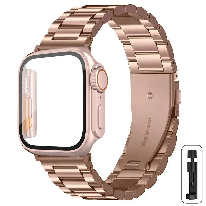 S7e2ab5c88e004825b437980e030f82d44-2.webp Stainless Steel Strap+Ultra Case for Apple Watch Band 44mm 45mm 41mm 40mm 42mm Case Metal Strap for iWatch Series 9 8 7 6 SE 5 4