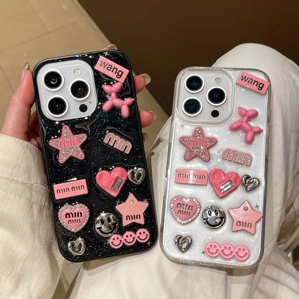 S7e37d1493fd74d2f8e2cd9e280943c94S.webp Cute 3D Love Heart Y2K Star Spicy Girl Phone Case For iPhone 15 14 13 11 12 Pro Max Epoxy Transparent Soft Shockproof Cover