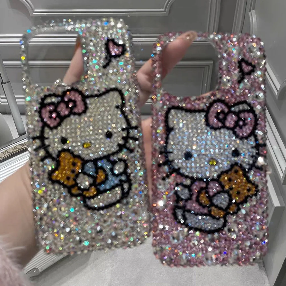 S8034675835cb443d8e41938c59f26ecbd.webp Cute Kitty Cat Rhinestone Bling Crystal Phone Case Chain For iPhone 16 12 13 14 15Pro Max X Xs XR 7 8 Plus SE 2 3 10 Transparent Bu