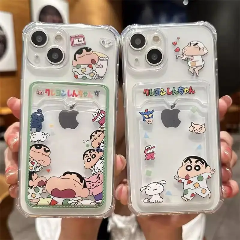 S80801a57776b4d8c98b095e65c2391b2x.webp Cute Crayons Shin-chans Photo Card Slot Wallet Case For iPhone 17 Pro 17 Air 15 Pro Max 16 14 13 12 11 Plus 16e Cover Funda Sili