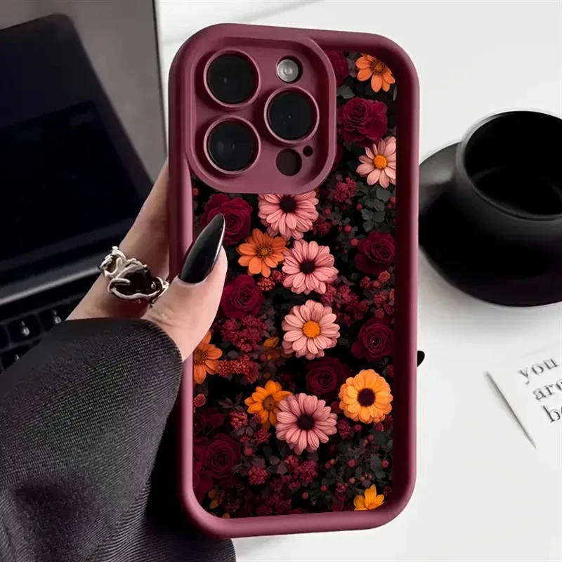 S815bf928393d4cfb9e6cac6b7be27b81e.webp Vintage Rose Art Flowers Phone Case For iPhone 11 12 13 14 15 16 Plus 17 Pro Max 17 Air Shockproof Soft Phone Cover