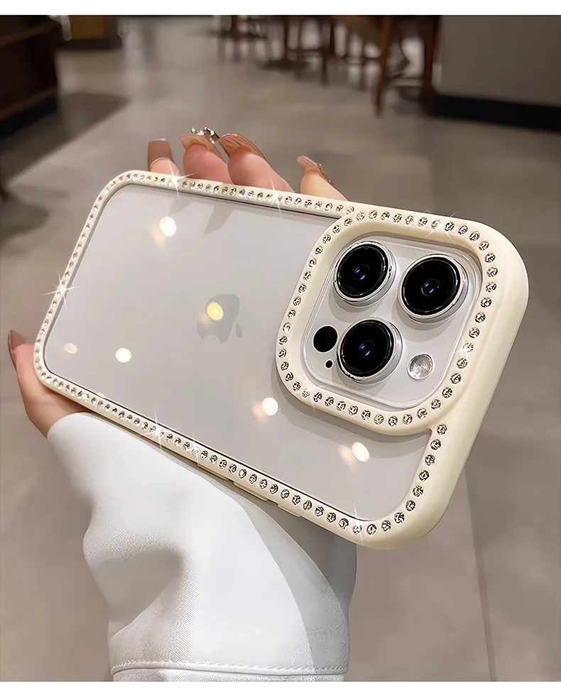 S81895d1576ad41efb09f25df8e122cb3w.webp Luxury Diamond Glitter Transparent Phone Case For iPhone 17 Air 12 13 14 15 16 Pro Max Plus Shockproof Clear Soft Bumper Cover