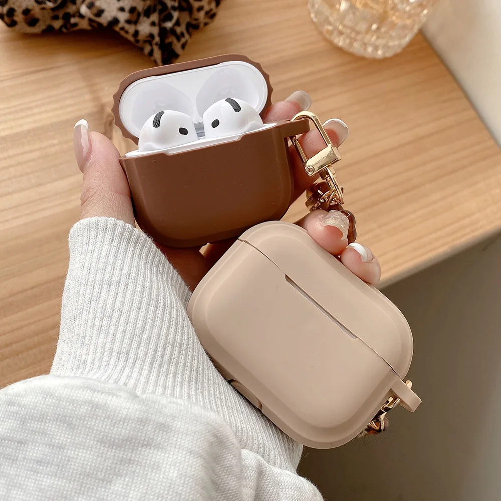 S81e75cdc08f94f73a5338b38fdc979b2L.webp Silicone Earphone Case with Leopard Heart Cat Keyring For AirPods 1 2 3 Pro 2 Pro2 4 ANC Milk Tea Color Headset Protective Cover