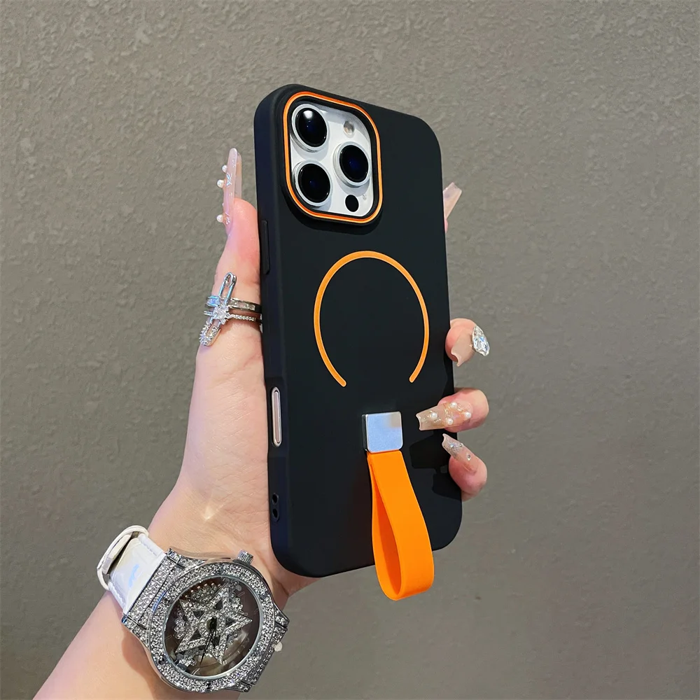 S8210d9a7a0dc4ff7a5543b66f34496341.webp For MagSafe Magnetic Phone Grip with Silicone Finger Strap Case For iPhone 17 Air 16 Pro Max 15 14 Plus 13 12 11 Soft Cover
