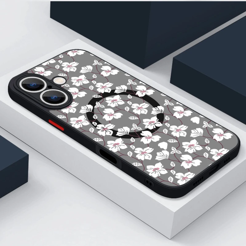 S833ea901992d4ff0bc74949f56569eb5H.webp Magnetic Colorful Flower Phone Case For iPhone 17 15 16 Pro Max 14 13 12 Pro Air 11 For Magsafe Wireless Charge Soft Edge Cover