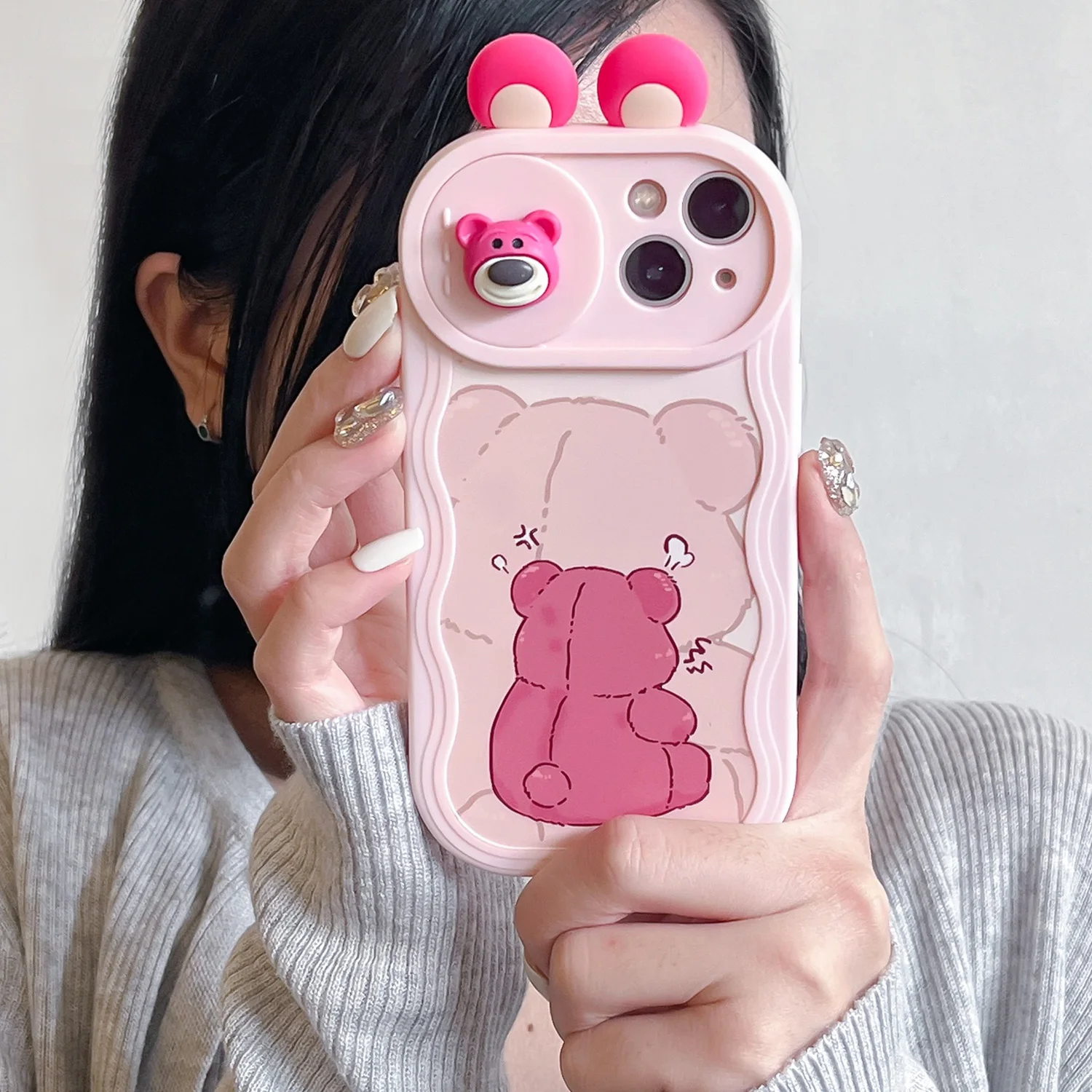 S84e2a25786904ce48c6c92a32e4f0806h.webp 3D Ears Toy Minni Stitch Winni Cartoon Sliding Camera Case for iPhone 16 Pro Max 14 Plus 15 X XS XR 7 11 12 13 Wave Phone Capa