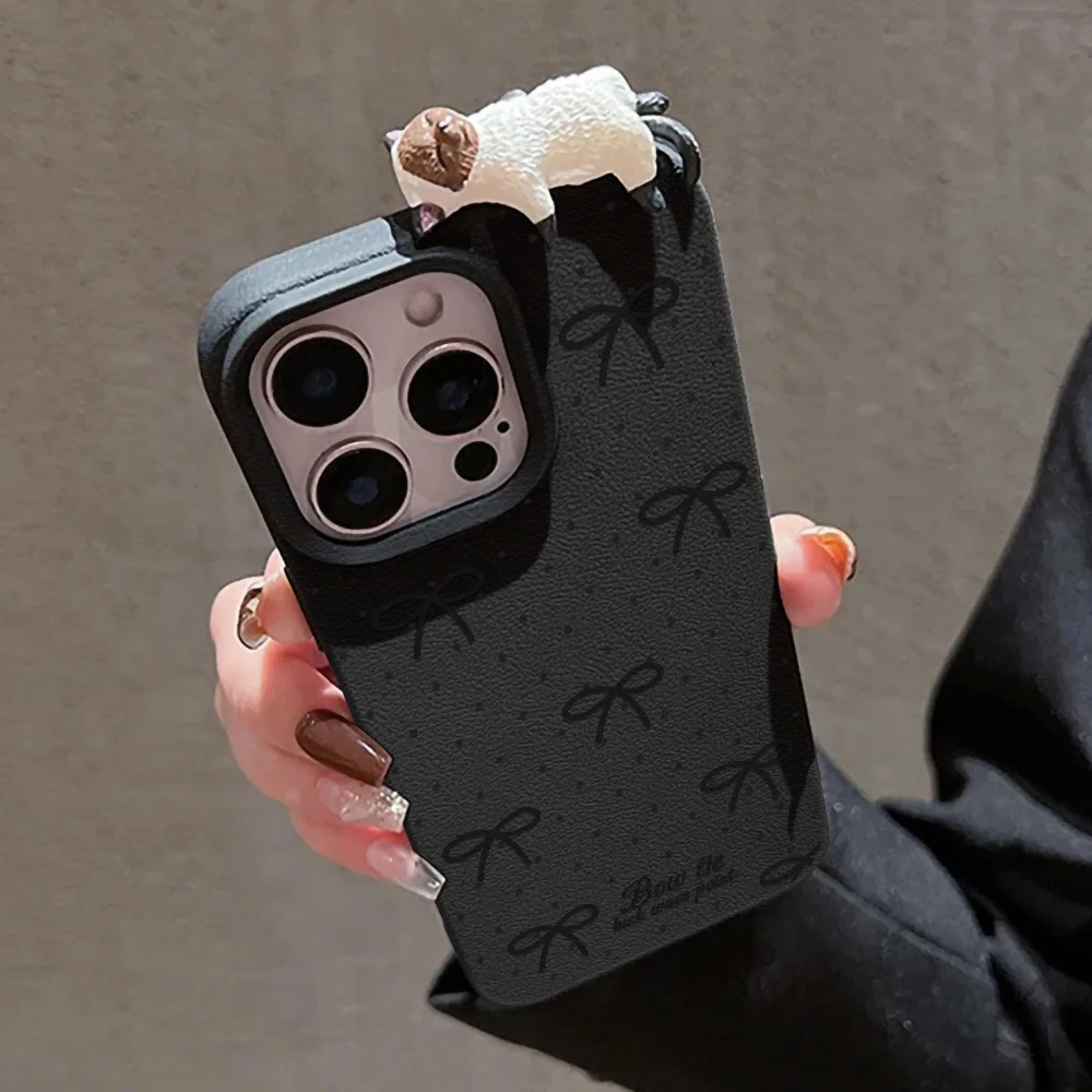 S85489ef65d274fc9ae284cdccc7c7c34b-4.webp Love Heart Phone Case For iPhone 17 Pro Case iPhone 13 16 14 11 12 15 Pro Max 17 Air Plus 3D Cat Lychee Pattern Leather Cover