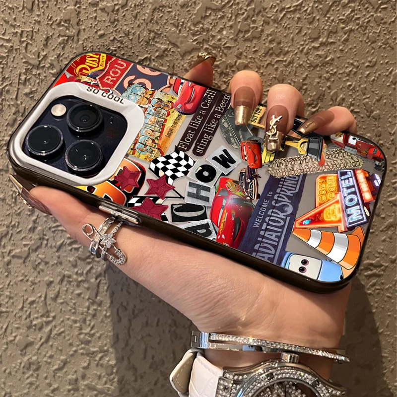 S88409d806a674b188f8c3f10b6b1b7eeM.webp Lightning McQueen 95 Cars Plating Case for iPhone 13 14 16 15 12 11 Pro Max XS X XR 8 7 Plus SE 2020 Shockproof Matte Hard Cover