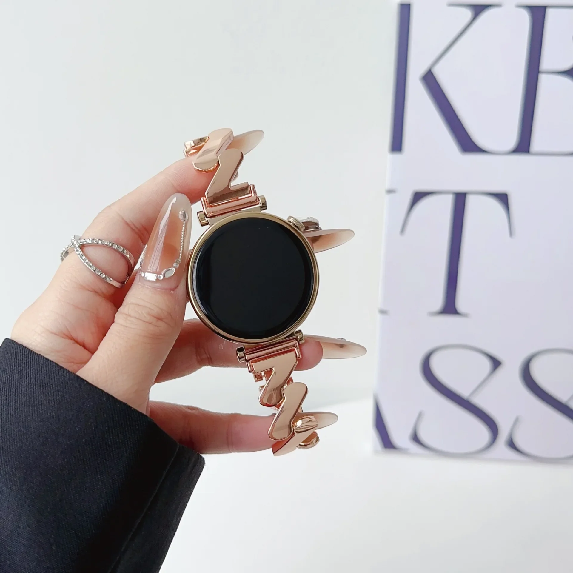 S898b7a5535714963bcd66eaec1c160152.webp 18mm 20mm 22mm Luxury Metal Strap for Samsung Galaxy Watch 7/6/5/4 40mm 44mm Women Band for Huawei GT5 GT4 GT3 46mm Amazfit GTS4