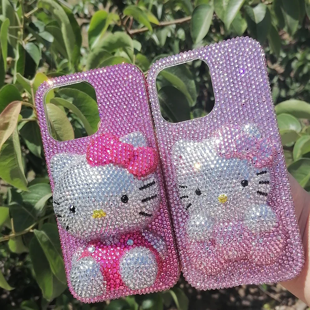 S8a2151fb43ce4d37ba5c3ef4570f016eQ.webp Cute Kitty Cat Rhinestone Bling Crystal Phone Case Chain For iPhone 16 12 13 14 15Pro Max X Xs XR 7 8 Plus SE 2 3 10 Transparent Bu