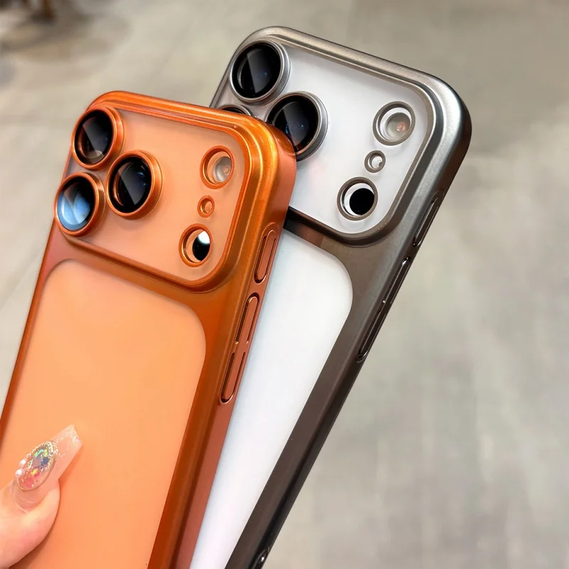 S8b0febe4f79949cd92e51d8ba1266b359.webp Plating Frosted Translucent Thin Phone Case For iPhone 17 Pro Max 17 Pro 17 Air 17 Series Official Cosmic Orange Bumper Cover