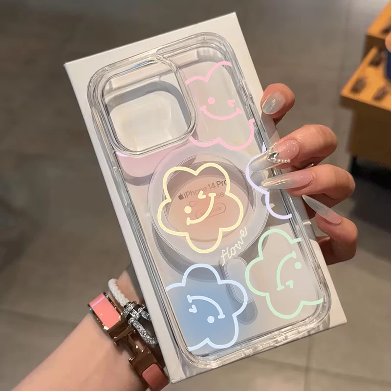 Magsafe Wireless Charging Flower Phone Case For Iphone 17 16 Pro Max 17 Air 15 14 12 13 11 Pro Max 16 12 13 Mini cover Floral