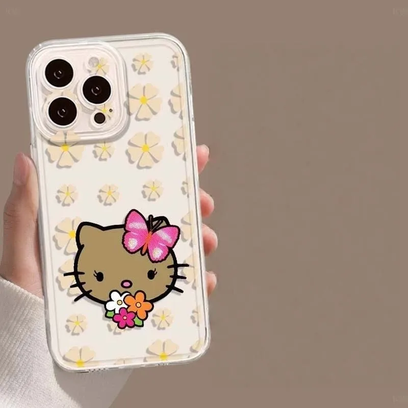 Kawaii Kitty Cartoon Cat Phone Case For IPhone 17 16 14 13 11 Pro Max 15 Plus 12 Mini 16E Air Cartoon Fashion Cover