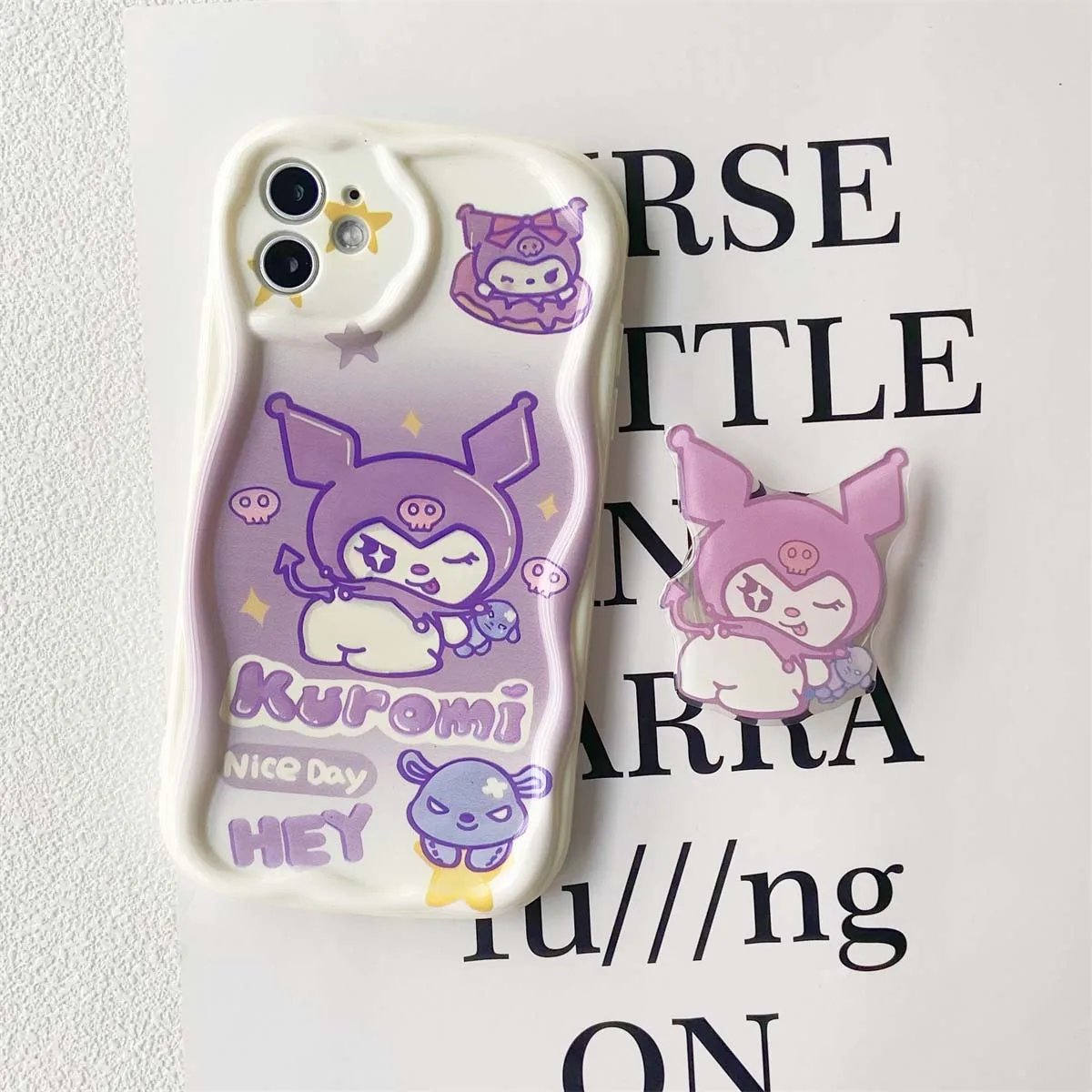 S8ce7dd5f5dbf4fe1bbbdf24cfd59e6463.webp Cute Kitty Cat Grip Tok Holder Wave Soft Phone Case For IPhone 16 15 17 Pro Max 14 11 12 Pro 17 Air 13 Mini 16E