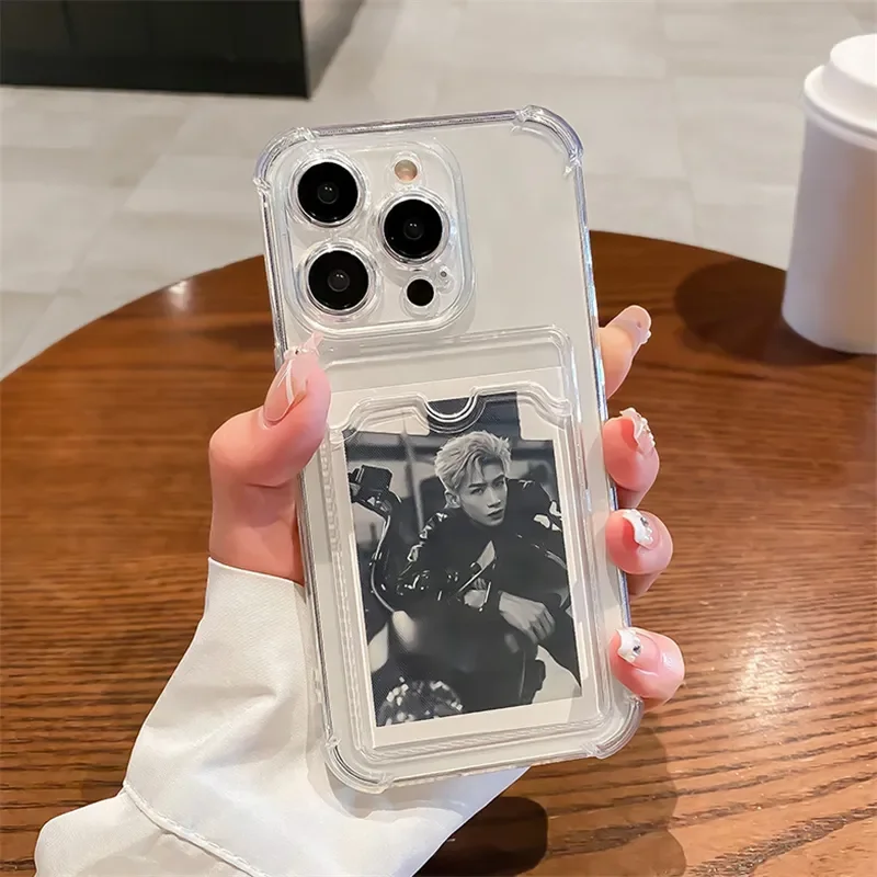 S8cf3cd6217454513a80b71ca800fc439C.webp Transparent Card Slot Bag Holder Case For iPhone 17 16 15 14 13 12 11 Pro Max XS XR 7 8 Plus Wallet Silicone Shockproof Cover