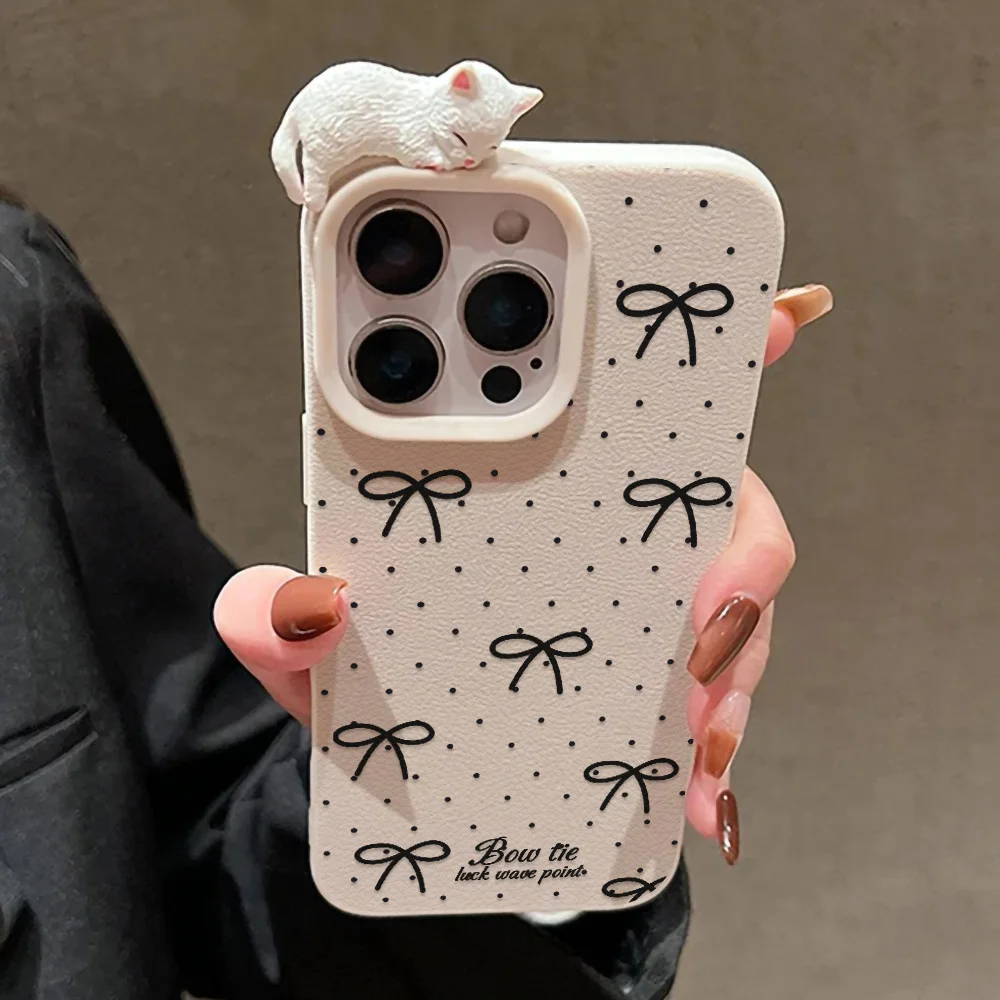 S8d4448f9eaa142c4856e7b3db39cc53aH-4.webp Love Heart Phone Case For iPhone 17 Pro Case iPhone 13 16 14 11 12 15 Pro Max 17 Air Plus 3D Cat Lychee Pattern Leather Cover