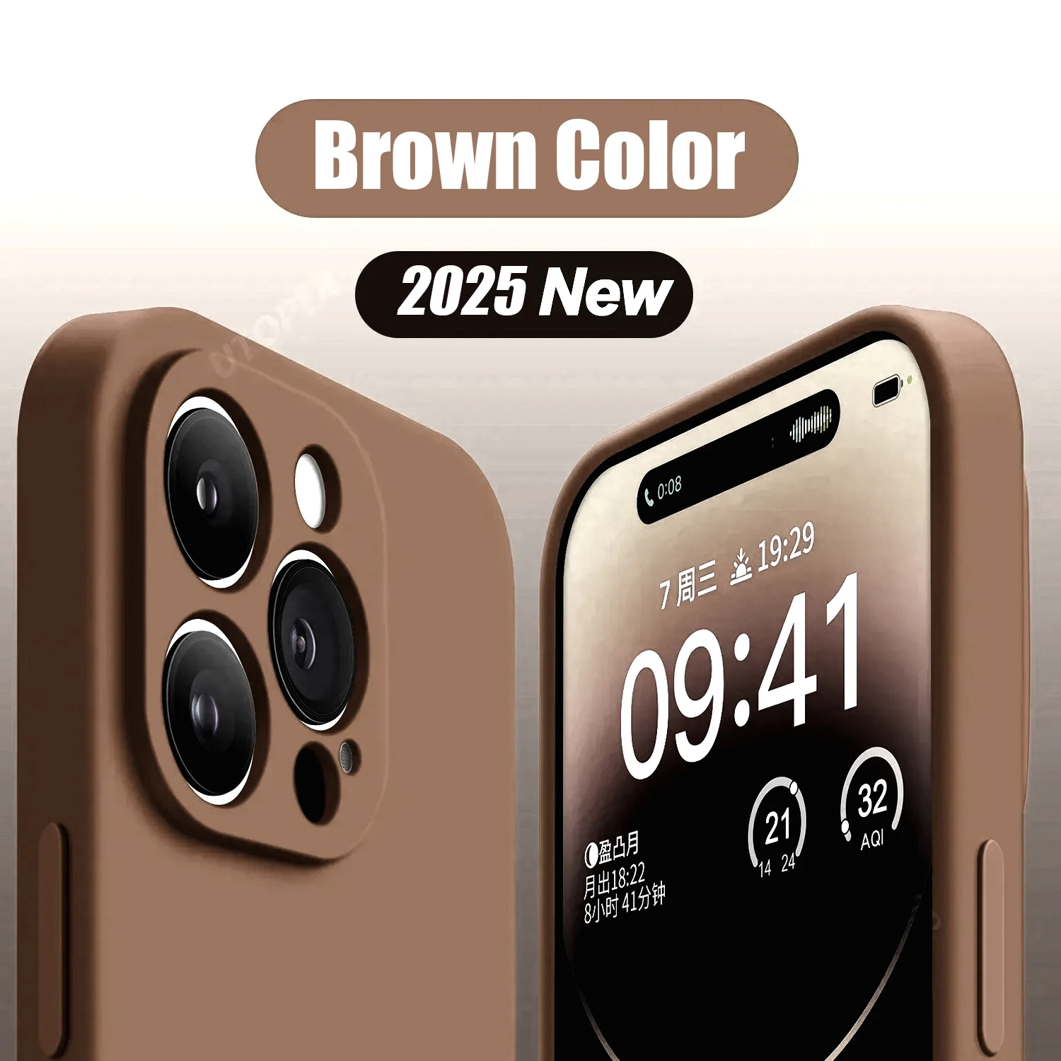 S8e35e79c140a4c30aaff16662ac4e078I.webp Brown New Liquid Silicone Camera Protection Case for iPhone 16 15 14 13 11 12 Pro Max Plus Soft Shockproof Colorful Cover