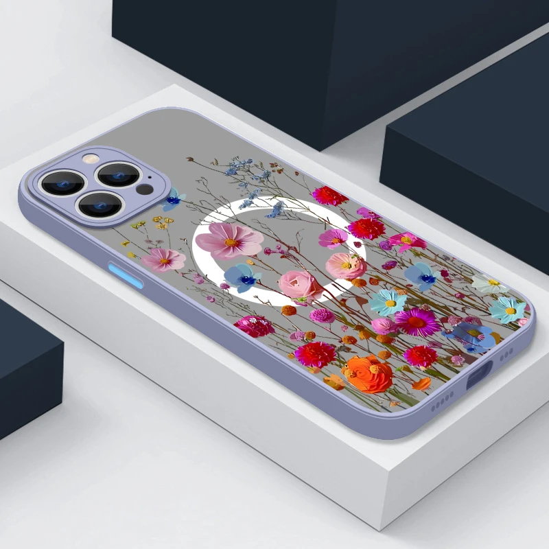 S8e8abd6d57d5491e9feffee57e628a93I.webp Magnetic Colorful Flower Phone Case For iPhone 17 15 16 Pro Max 14 13 12 Pro Air 11 For Magsafe Wireless Charge Soft Edge Cover