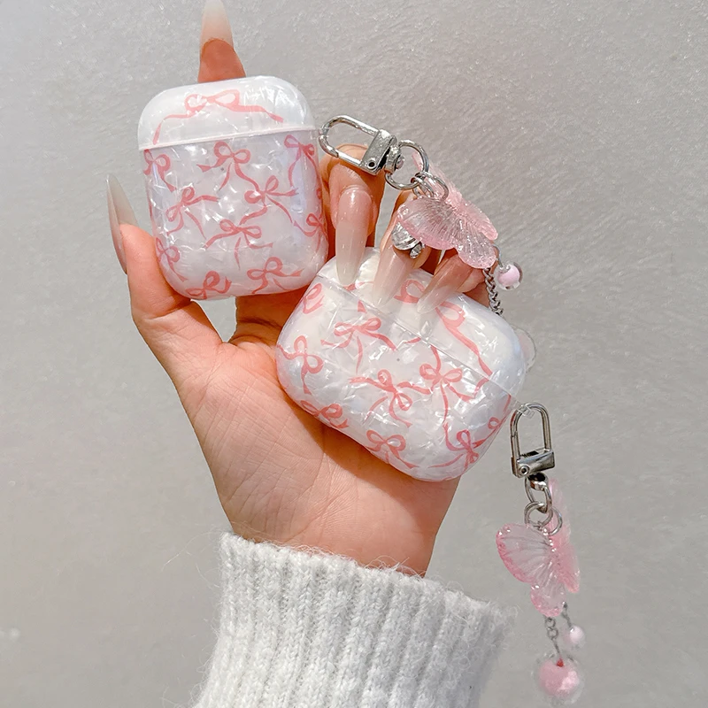 S8f1179042181480d999f0775b5f1d8d92.webp For Airpods 4 3 2 1 Case Cute Glitter Bow knot Shell pattern Crystal Soft Clear Earphone Cover For Airpods Pro 2 2nd Protective