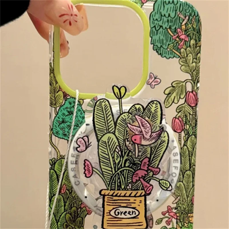 S8f705baf18ec486dafb0865321f970f5m.webp Magnetic spring and summer butterfly flower cluster phone case with magnetic bracket for iPhone11 12 13 14 15 16 17 Pro max