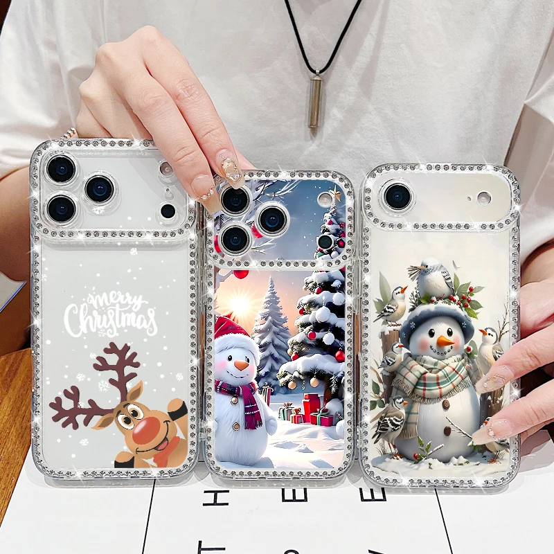 S8f94980a1e6843a4af524cafce40b476x.webp For iPhone 17 Pro Max Case Christmas Elk Santa Claus Diamond Cover For iPhone 13 14 15 12 11 16e 17 Air Funda iPhone 16 Pro Max