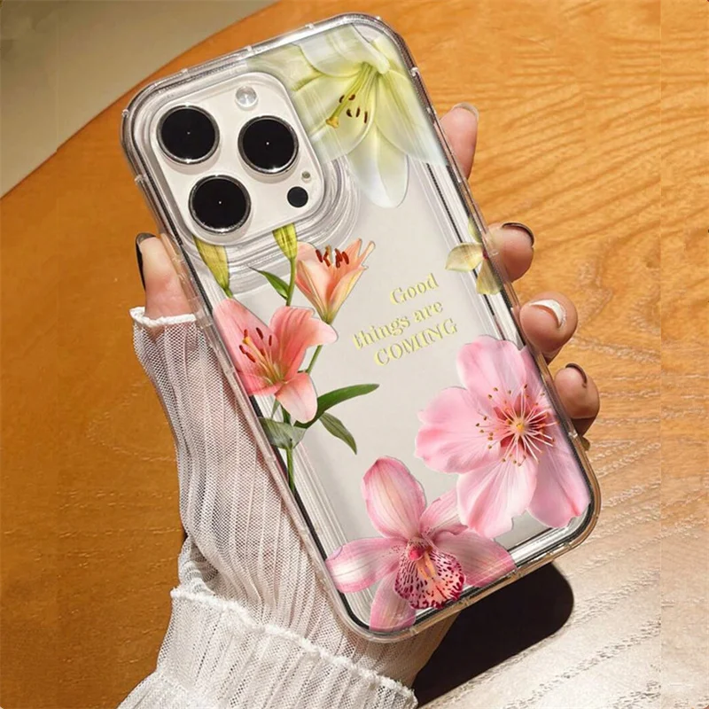 S8feddc101f4f4c018be2ad95ed59da1eg.webp Flower Lily Hibiscue Print Clear Phone Case for Iphone 16 15 14 13 12 11 17 Pro Max Mini 16E 7 8 Plus Vintage Floral Soft Cover