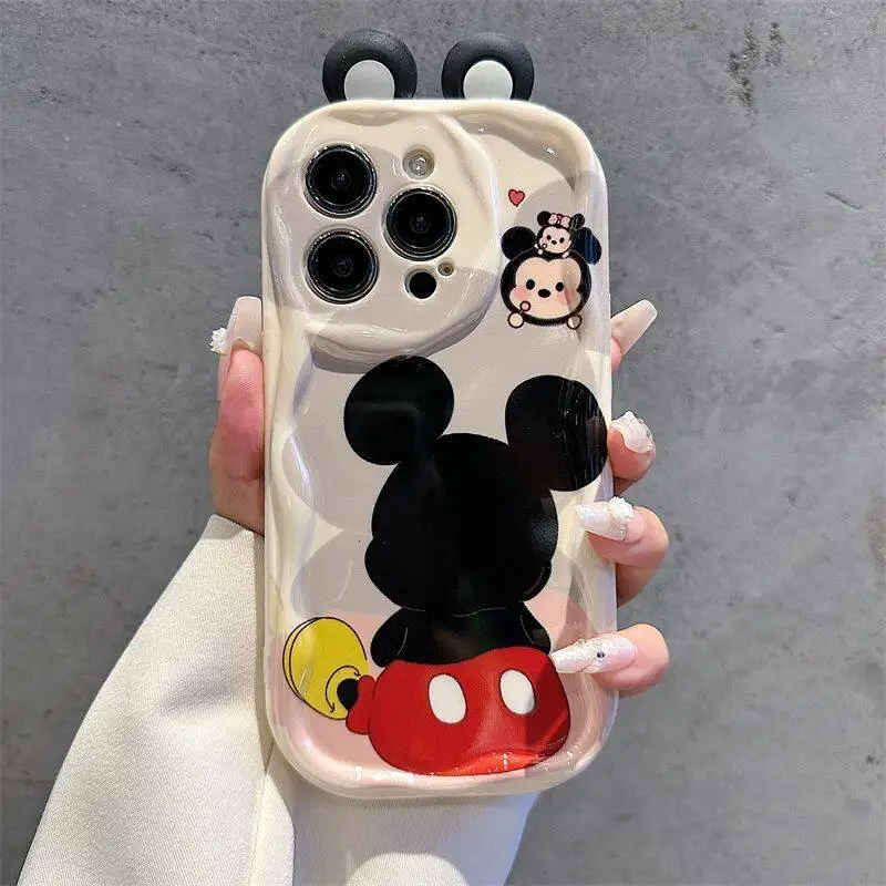 S903a3d1105c94e8ebd48bd840201edda1.webp 3D Ears Miki Winni Mini Mouse Case For iPhone 11 15 14 16 Pro Max 12 13 Mini 6 7 8 Plus cover 3D Cute