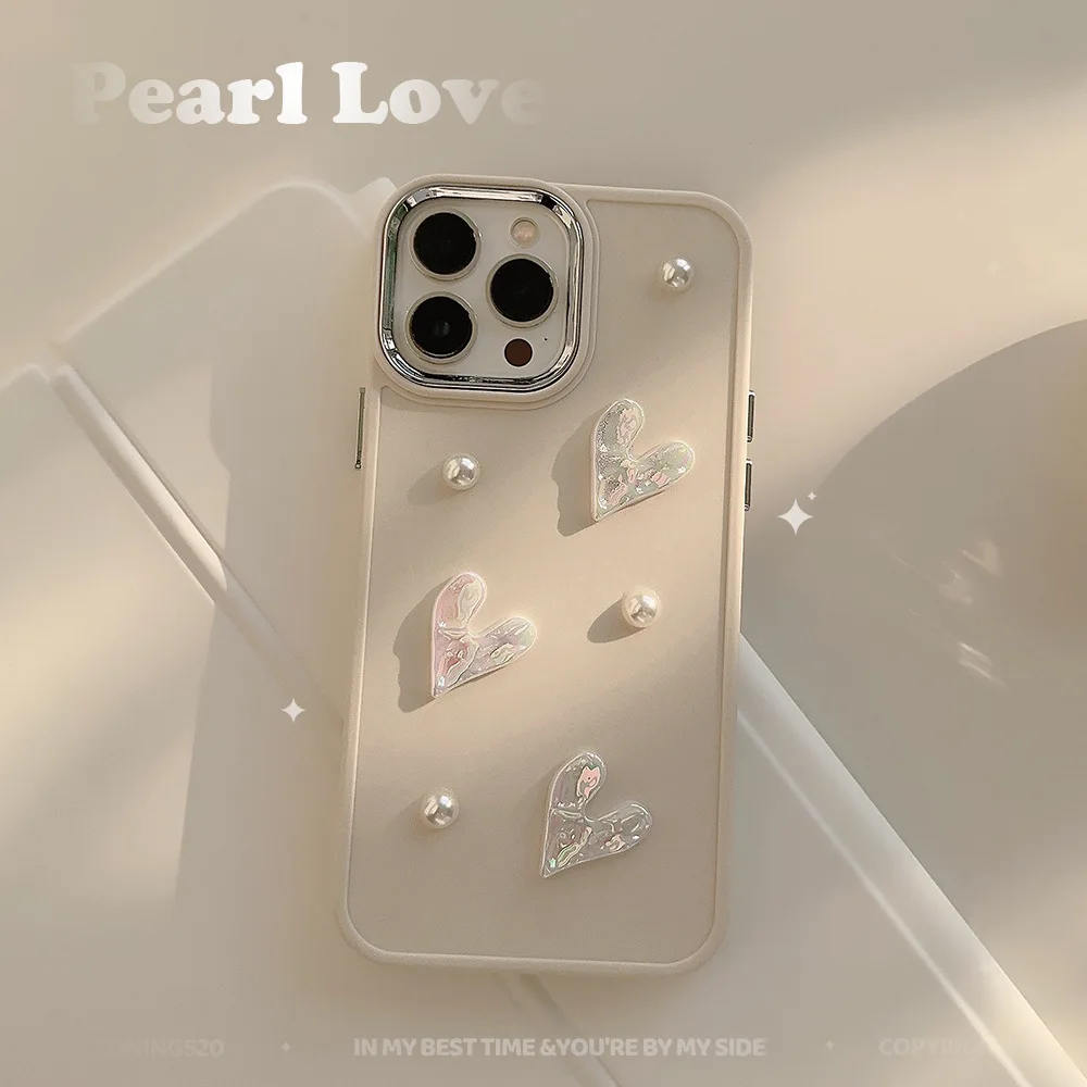 S9158a580620d4a4e94514b4c41a2fb76Q.webp Cute 3D Pearl Love Heart Phone Case For iPhone 17 16 15 14 13 12 11 Pro Max X XS XR 8 7 Plus SE 2 Soft Silicone Bumper Cover