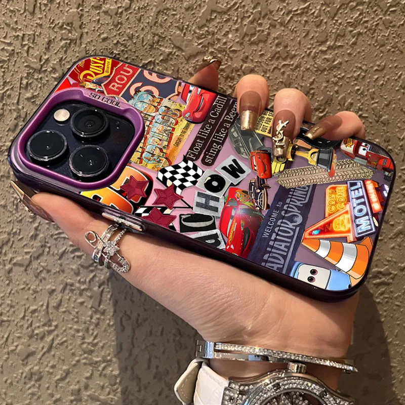 S92facae7cf914b92ba814a32b87dc3abd.webp Lightning McQueen 95 Cars Plating Case for iPhone 13 14 16 15 12 11 Pro Max XS X XR 8 7 Plus SE 2020 Shockproof Matte Hard Cover