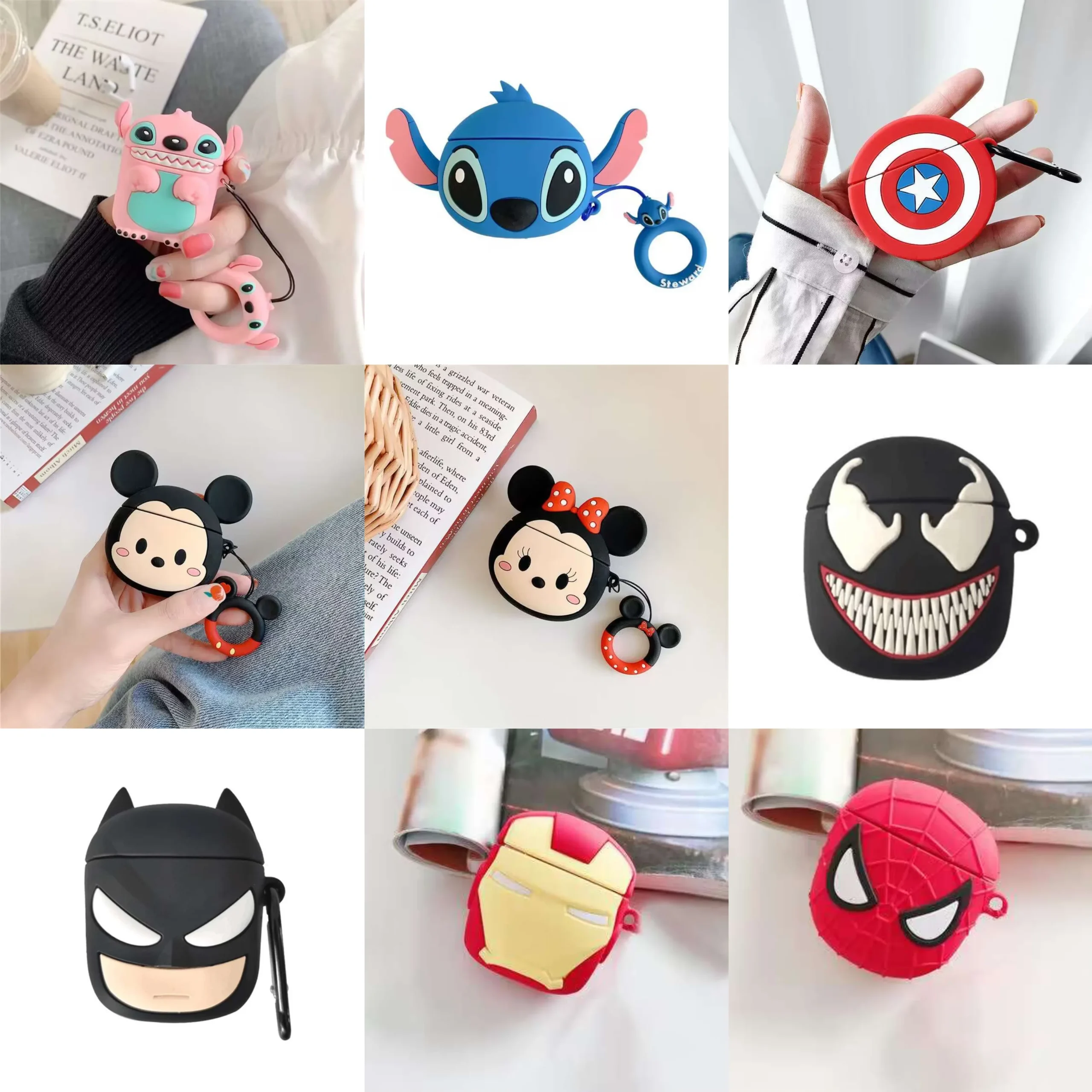 S93f9dd4859f04d6398c4176b021158536.webp 3D Cartoon Silicone Case for Airpods 1 2 3 Pro Wireless Earphone Protective Cover for Airpods Pro2 with Hook