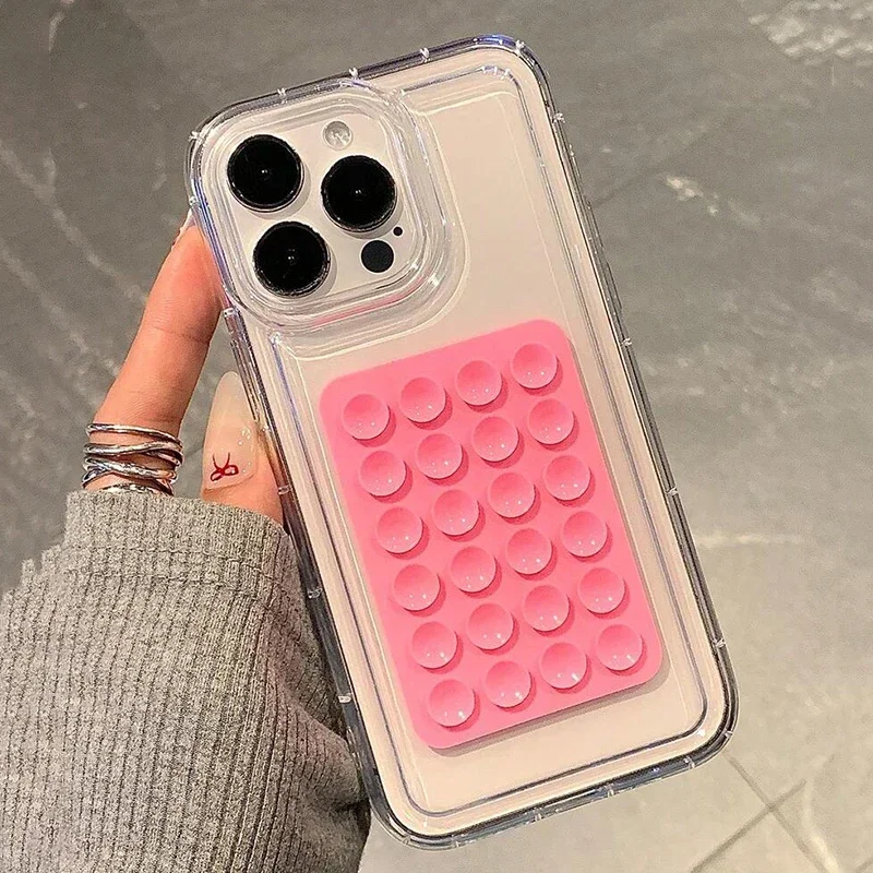 S945646cd13db4cc3ad3af92b9fde4a2du.webp 3D Suction Cup Airbag Phone Case For iPhone 17 16 15 14 13 12 11 Pro Max XR X XS 7 8 Plus SE Transparent Shockproof Bumper Cover