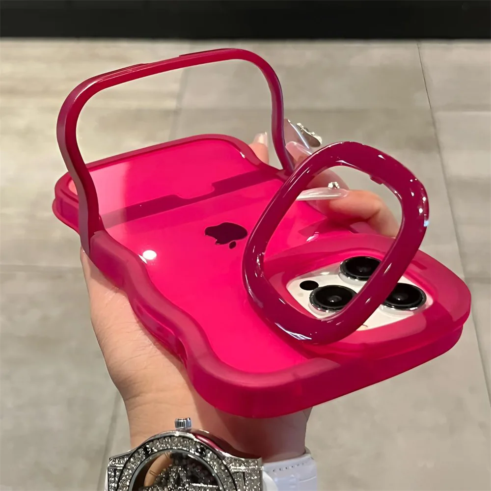 S94df084937a64a7f86cf2177c663c684z.webp 2IN1 Folding Stand Wave Clear Phone Case For iPhone 16 15 11 12 13 14 Pro Max X XR Fashion 3D Curly Shockproof Protective Cover