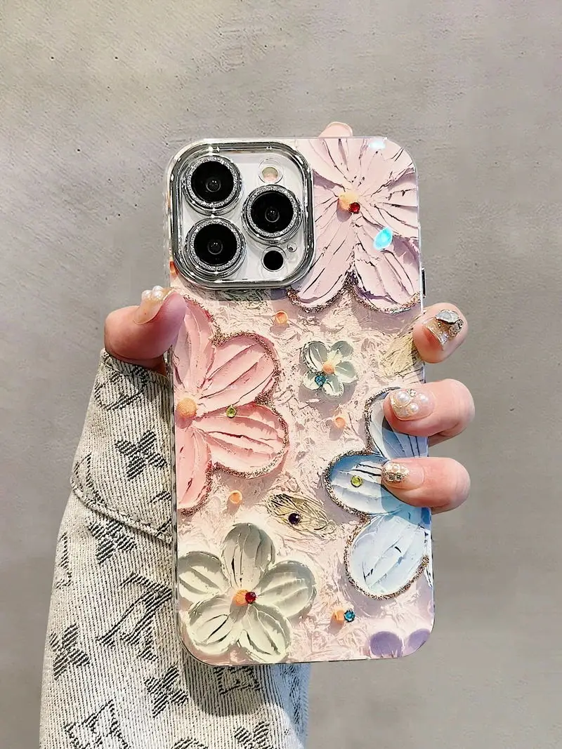 S94eaba694d71479b9bf9c42b9601a520V.webp Luxury Flower Glitter Laser Phone Case For iPhone 17 Air 16 Pro Max 15 14 Plus 13 12 11 Diamond Shockproof Lens Protection Cover