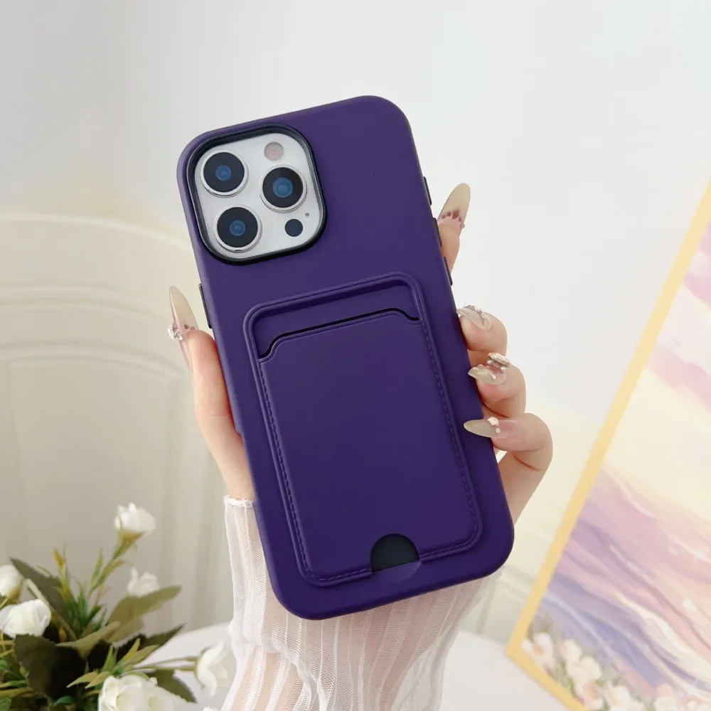 S95366a46a4204b48844cdec914a989f6l.webp Candy Color Wallet with Card Slot Holder Protective Case For iPhone 17 Air 16e 16 Pro Max 15 14 Plus 13 12 11 Shockproof Cover