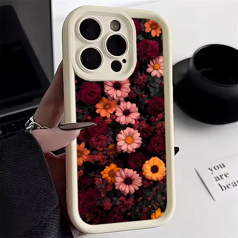 S9542e197bb1e42fab47da05b85caea871.webp Vintage Rose Art Flowers Phone Case For iPhone 11 12 13 14 15 16 Plus 17 Pro Max 17 Air Shockproof Soft Phone Cover
