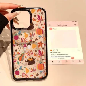 Cute Halloween Autumn Leaves Pumpkin Phone Case for IPhone 16 15 14 13 12 11 17 Pro Max 17 Air 16 Plus Clear Hard PC Cover Coque
