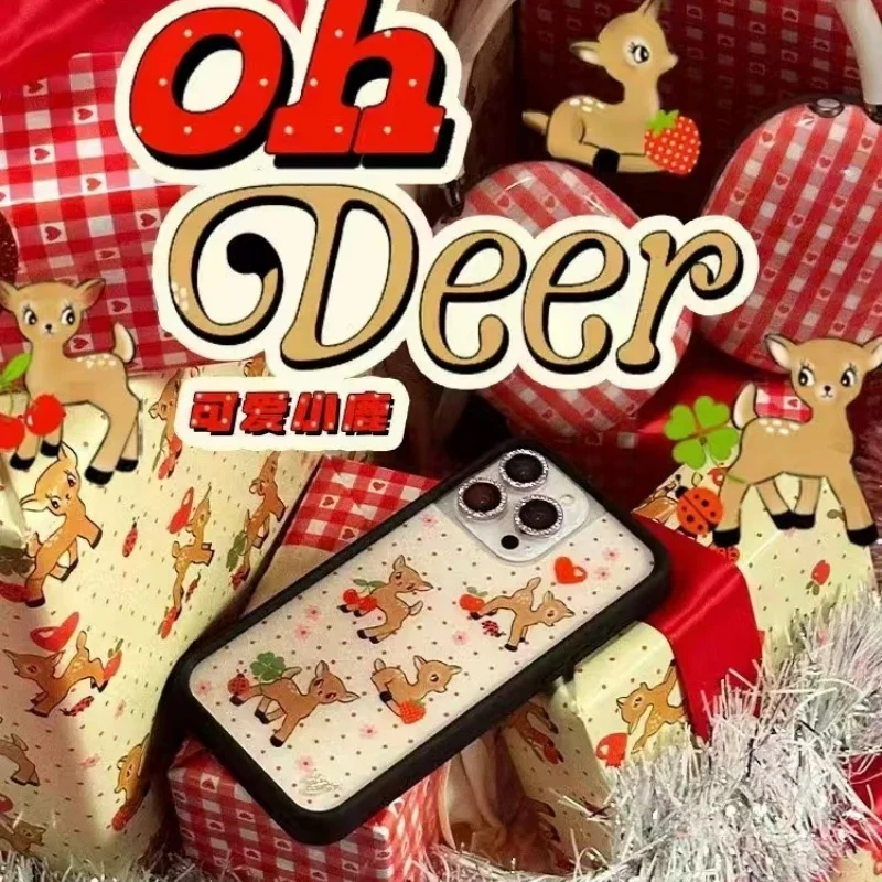 Wildflower 3D Christmas fawn Phone Case for iPhone 16 15 14 13 12 17 Pro Max Plus Air 16pro Cherry Strawberry WF Cartoon Cover
