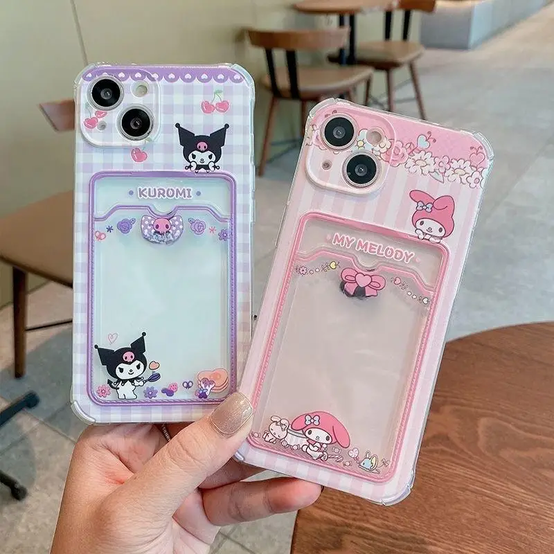 S95db41c98f8d4bb4bcbd4809ef6aef8em.webp Cute Cartoon Kuro Melo Card Holder Slot Bag Soft Silicone Phone Case For IPhone 16 15 14 13 12 Mini 17 Pro Max Plus 16e 17 Air Soft Cover