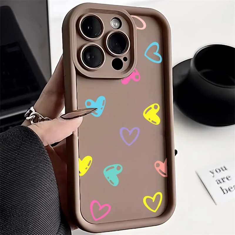 Cute Little Love Heart Phone Case For iPhone 17 Case iPhone 11 13 12 14 15 16 Pro Max X XS XR 7 8 Plus SE 2 Soft Silicone Cover
