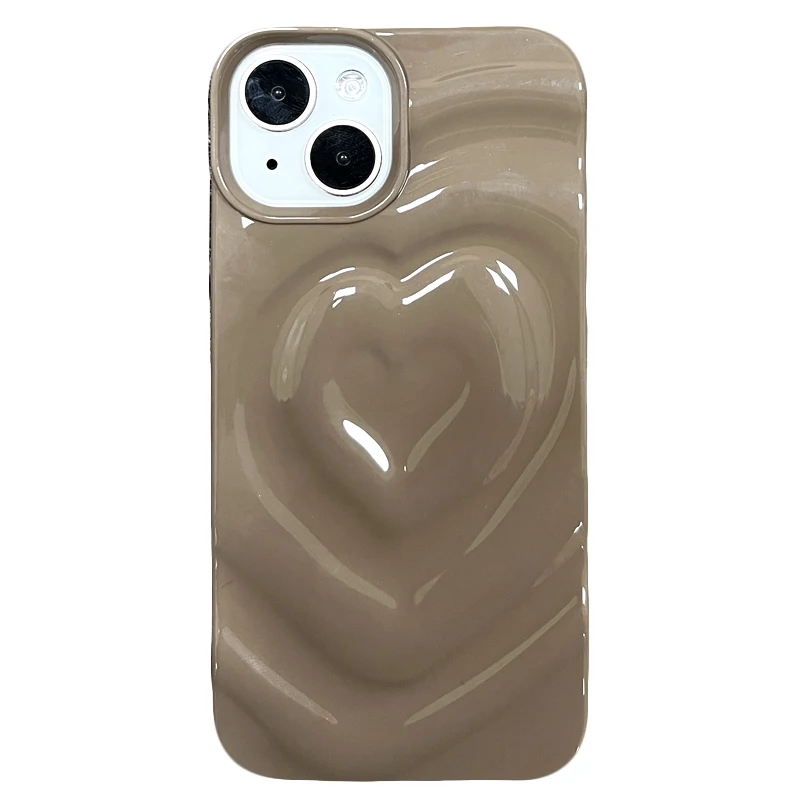 Retro Folds 3D Love Heart Case For iPhone 13 11 12 14 15 16 17 Pro Max 17 Air Luxury Soft Shockproof Cover Bumper