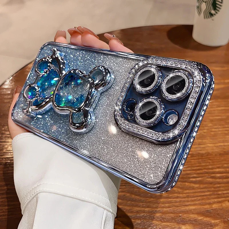 S966bcf2e75394327889d219852358c798-4.webp Glitter Quicksand Bear Diamond Case iPhone 15 14 13 16 17 Pro Max 17 Air Plus 11 12 Gradient Rhinestone Plating Soft Cover