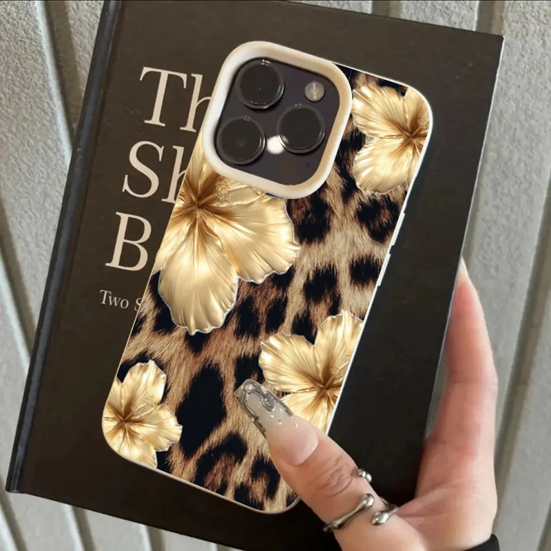S96db9a7d8b2844b9b3487c1377136deb0.webp Golden Leopard Lychee Pattern Phone Case For iPhone 16 17 Pro Max 11 12 13 14 15 Pro 16 Plus XS X XR 16e Shockproof Soft Cover