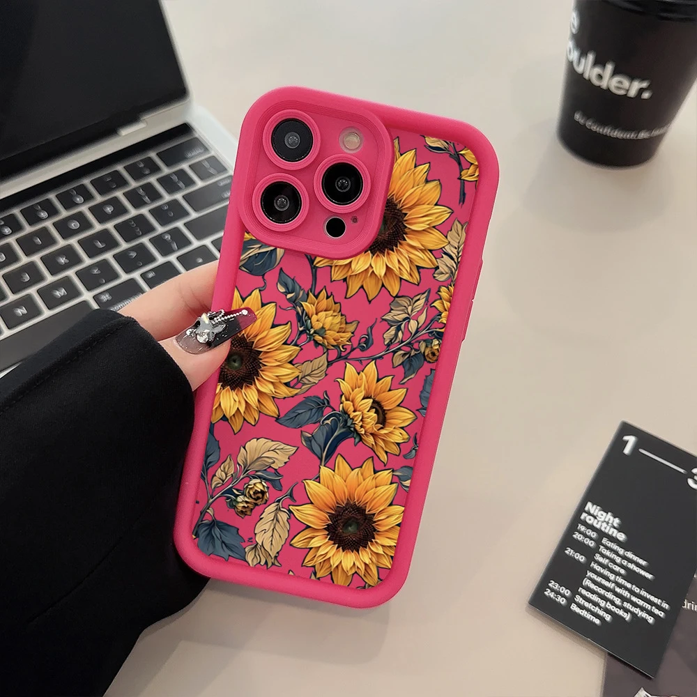 Case For iPhone 17 Cases iPhone 16 Pro Max Case Flower Printed Phone Case For iPhone 15 14 13 12 11 7 8 16 Plus 16E 17 Air Cover