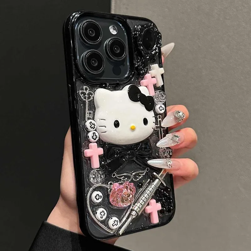 S97b530330f804654ab4ede1d9d70bb3cj.webp Kawaii Kitty Cartoon DIY Phone Case Suitable for IPhone 15 14 13 11 16ProMax Y2k Cool Girl Anti Drop Transparent Case 2025