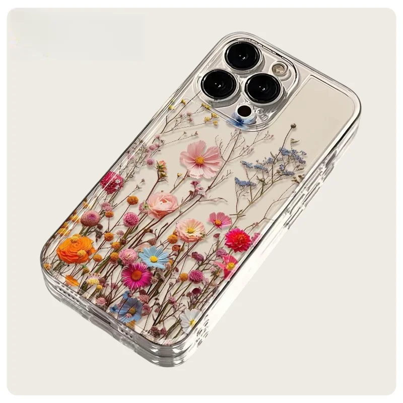 S97cf93096ab94c68b7628fa36d757ab0Q.webp Transparent Flower Print Pattern Floral Phone Case For iPhone 17 Air 16 15 13 11 Pro Max 14 Plus 12 Mini Clear Cover Soft Funda