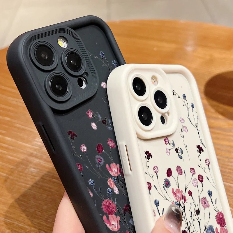 S9808b24eb0f44621a6ac53d15312566e1.webp Retro Flower Case For iPhone 16e 17 Air 16 15 14 Pro Max Plus 13 12 Pro Max 11 Shockproof Soft Silicone TPU Phone Back Cover