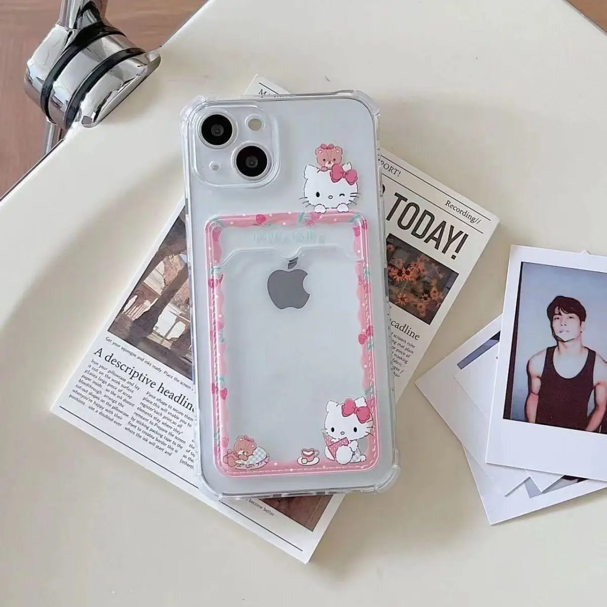 Cute Kitty Cartoon Cat Card Bag Wallet Case For iPhone 16 15 14 13 12 11 Pro Max XS XR 7 8 Plus  cover Cute Cute