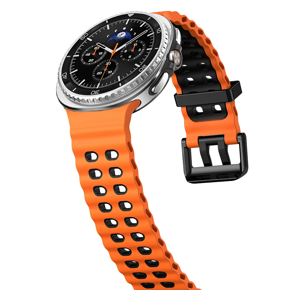 S98a8f4fb99894c55aa2014c55aa1ef82n.webp Sport silicone Band For Samsung Galaxy Watch 8 classic 46mm Two color Marine belt Bracelet correa Galaxy Watch 8 40mm 44mm strap