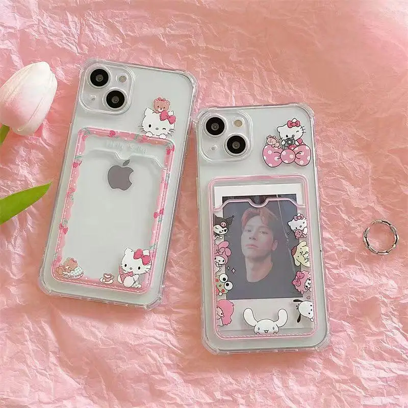 Cute Kitty Cartoon Cat Card Bag Wallet Case For iPhone 16 15 14 13 12 11 Pro Max XS XR 7 8 Plus  cover Cute Cute